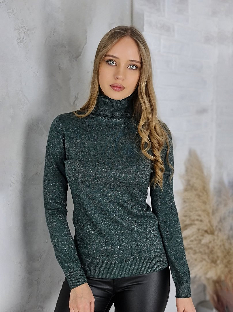 Водолазка Please с люрексом зелёная, фотография №1