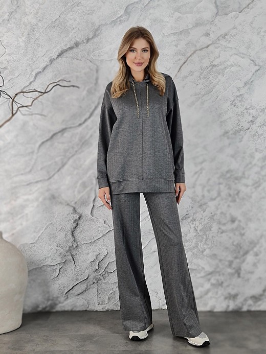 Костюм imperial серый худи брюки с цепями