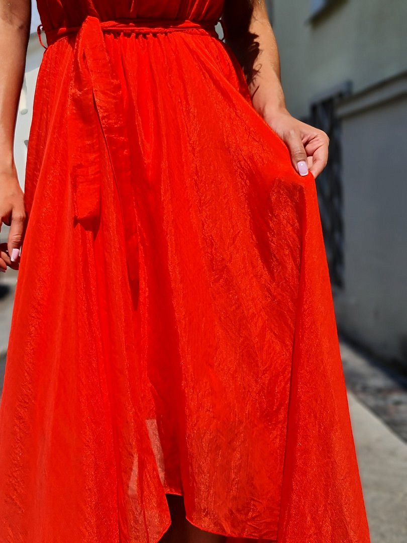 Платье Souvenir на тонких лямках с ассиметричным подолом красное, фотография №6