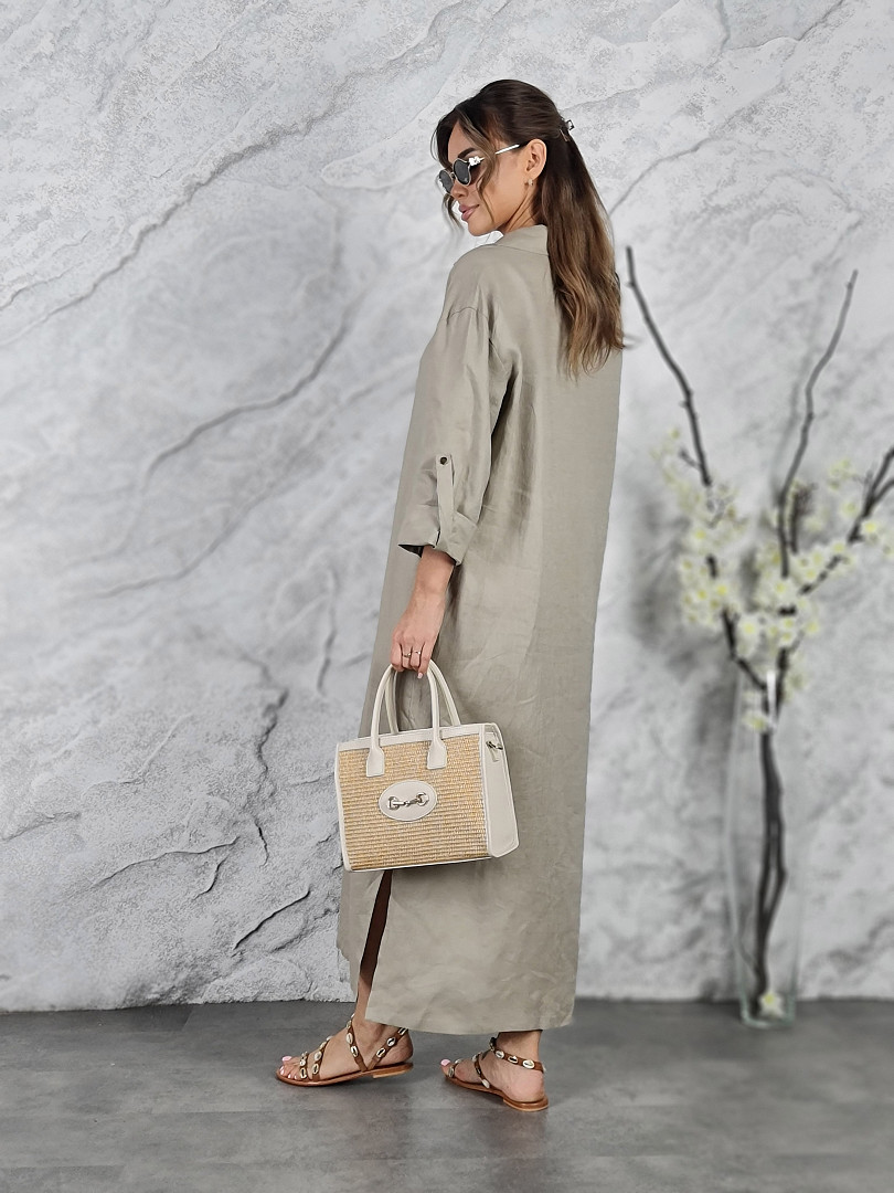 Платье CLOTHÉ с золотыми пуговицами бежевое, фотография №3