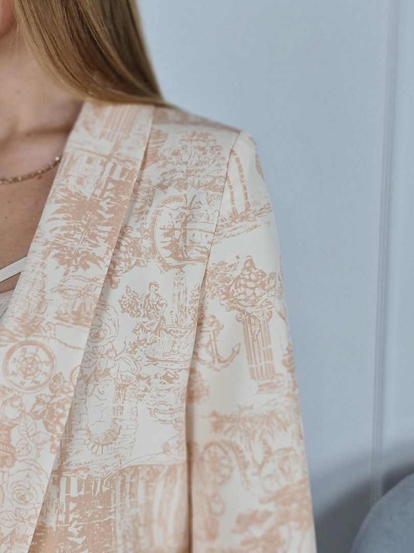 Пиджак Joleen без пуговиц с принтом молочный, фотография №5