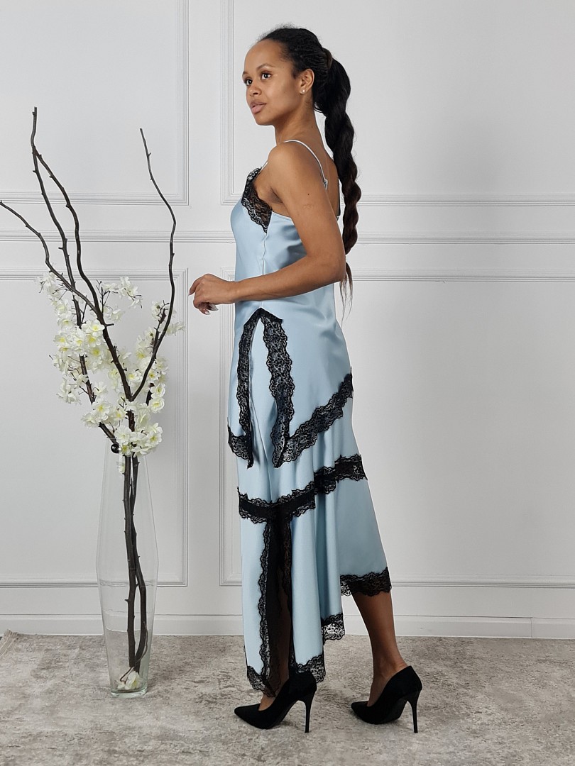 Юбка Imperial с черным кружевом голубая, фотография №3