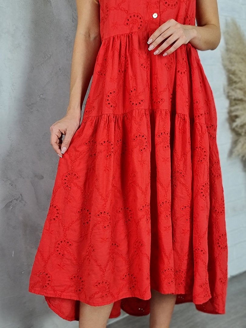 Платье MIHO'S  без рукавов ажурное красное , фотография №5