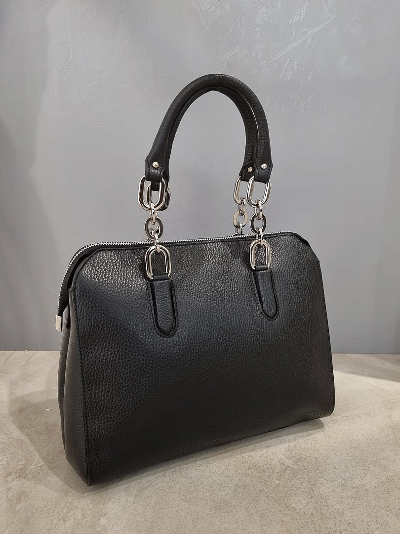 Сумка My Little Italy чемоданчик округлая с серебряными деталями чёрная, фотография №1