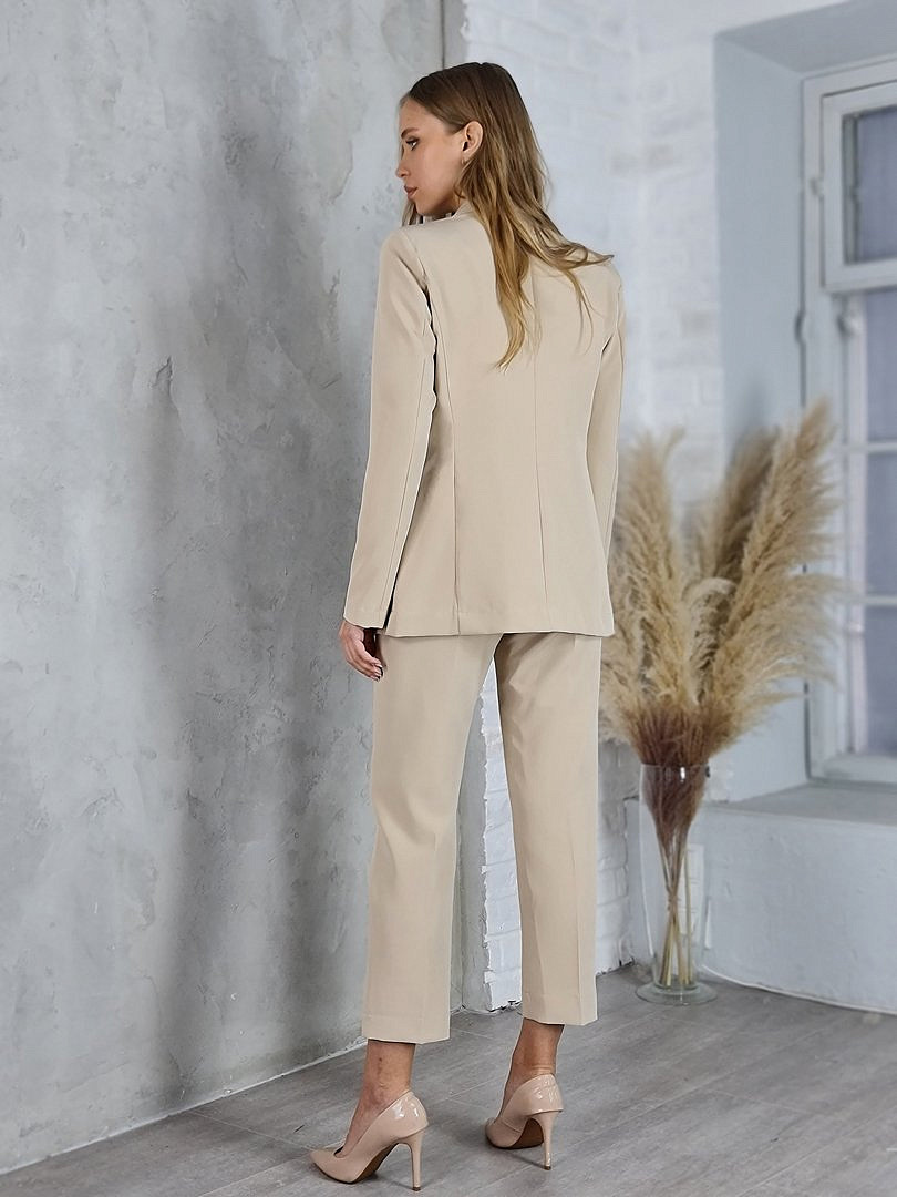 Костюм Maryley пиждак и брюки на резинке светло-бежевый , фотография №6