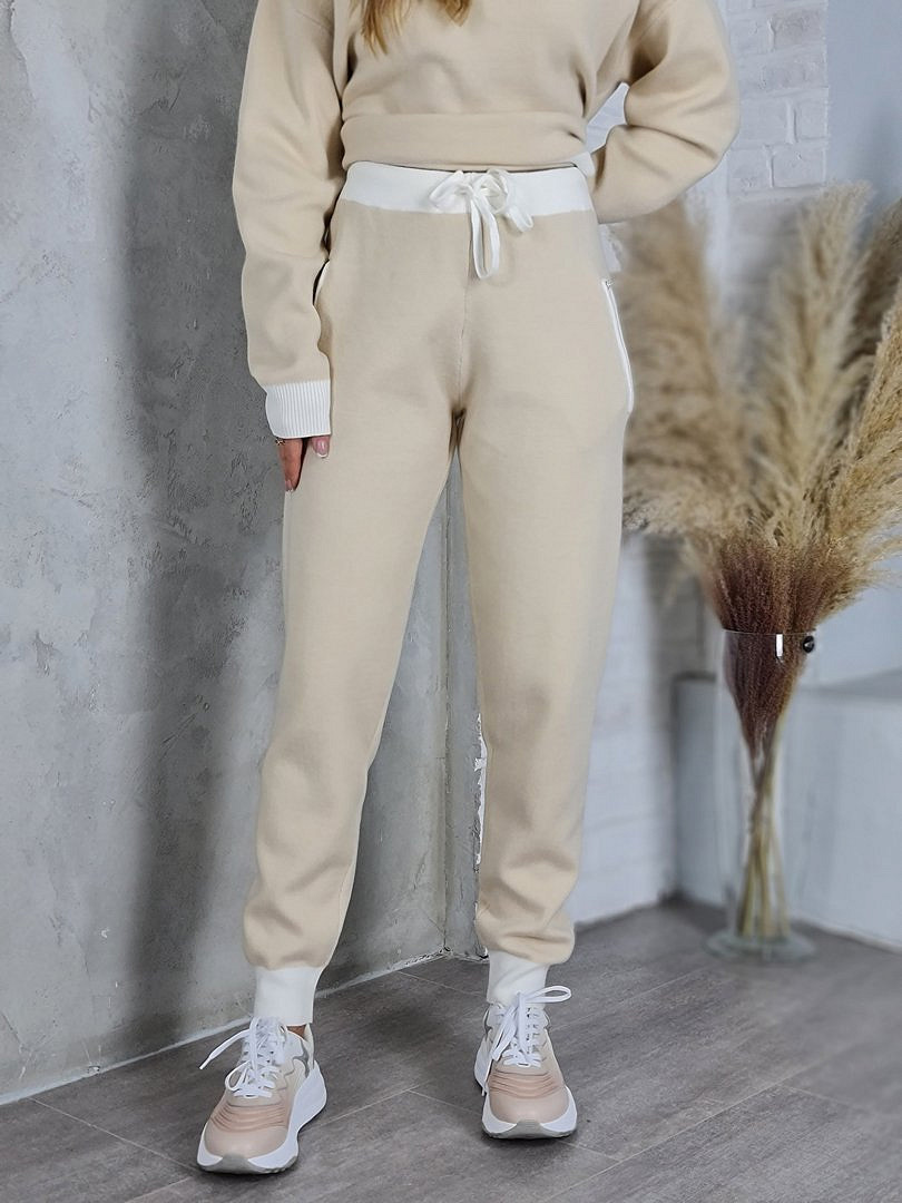 Костюм Melany двухцветный джемпер и брюки молочный/бежевый, фотография №5