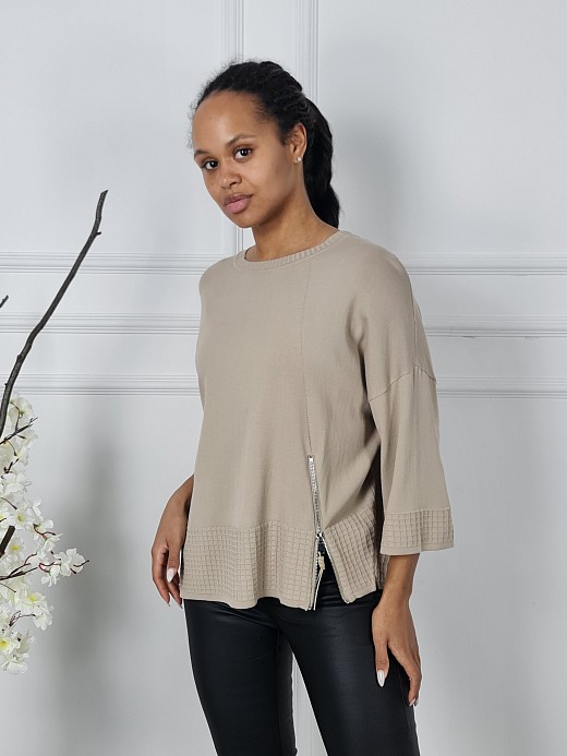 Джемпер BEAUTY WOMEN с декором молния бежевый