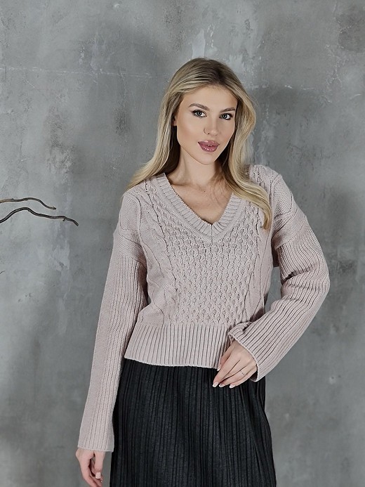 Imperial джемпер вязаные узоры v вырез пудра