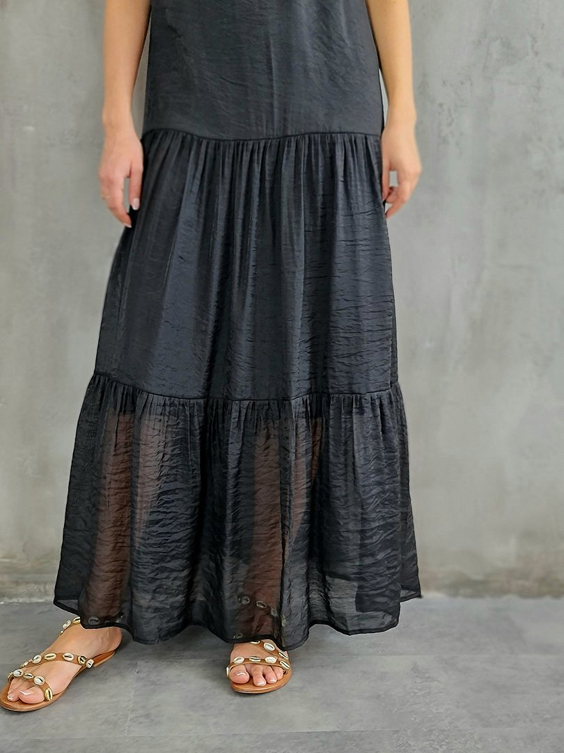 Платье CLOTHÉ макси из полупрозрачной ткани чёрное, фотография №5