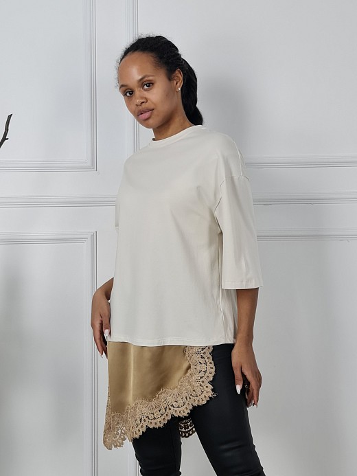 Туника MIHO'S с карамельной подкладкой кремовая