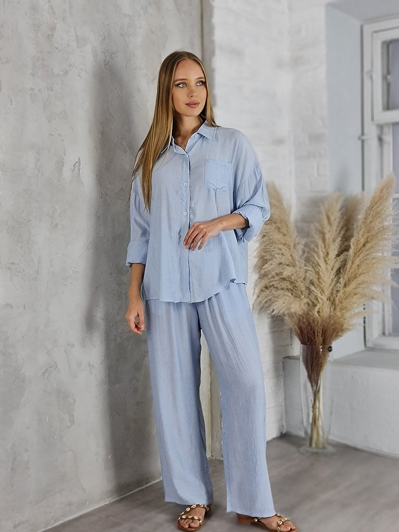 Костюм My Star Collection рубашка и брюки голубой, фотография №1