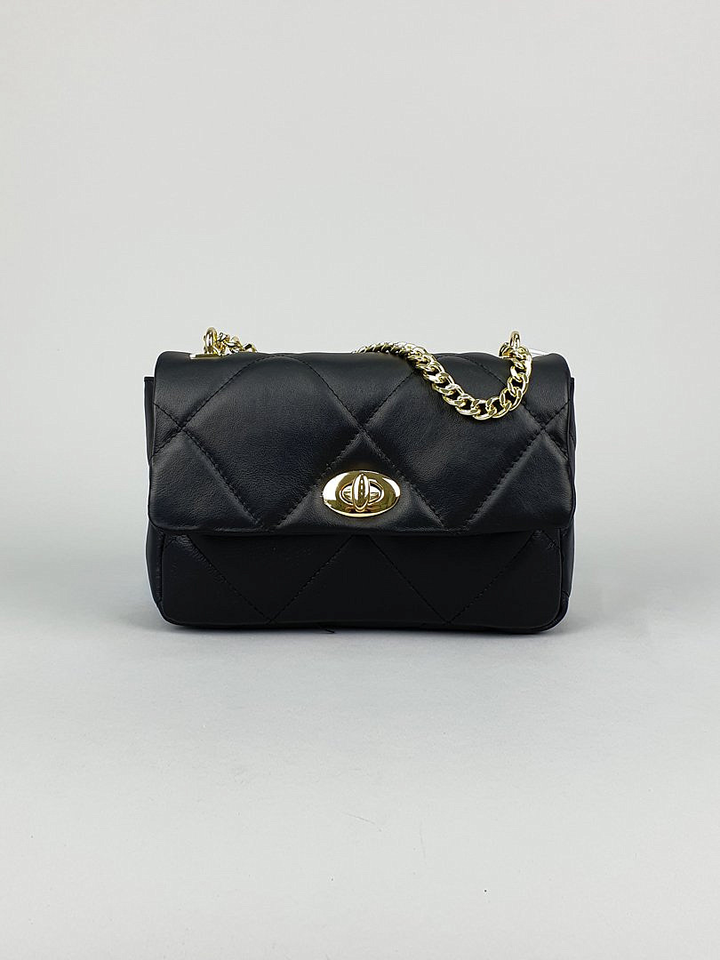 Сумка My Little Italy стёганая с ремешком-цепью чёрная, фотография №1