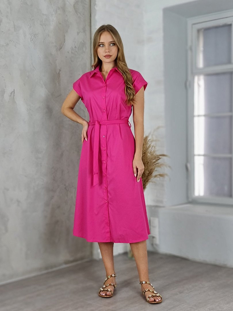 Платье My Little Italy на пуговицах с поясом фуксия , фотография №1