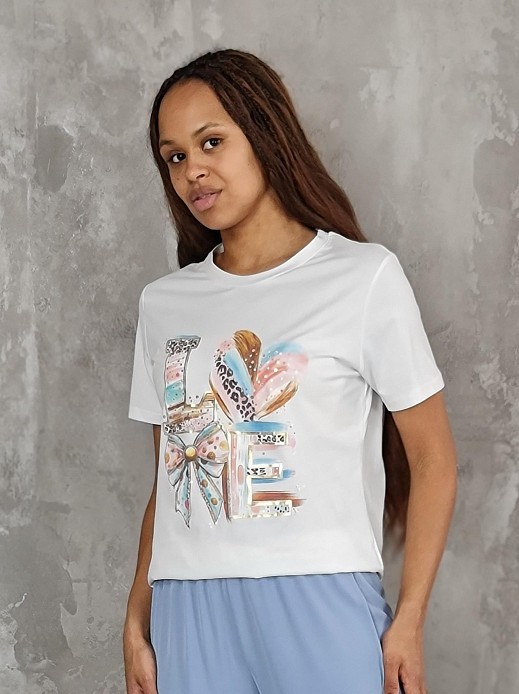 Футболка Y Two с принтом LOVE белая 