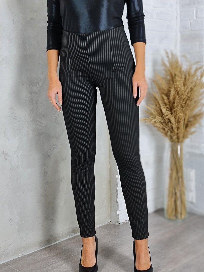 Брюки Please skinny в полоску чёрные , фотография №1