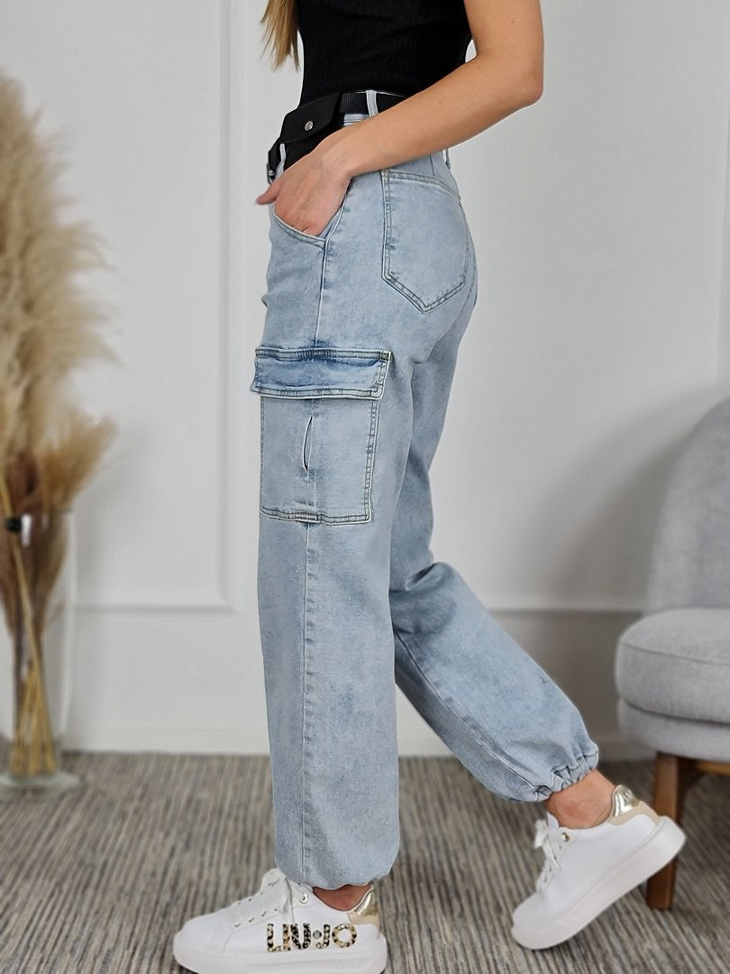 Брюки-карго Joleen джинсовые с поясом голубые, фотография №4