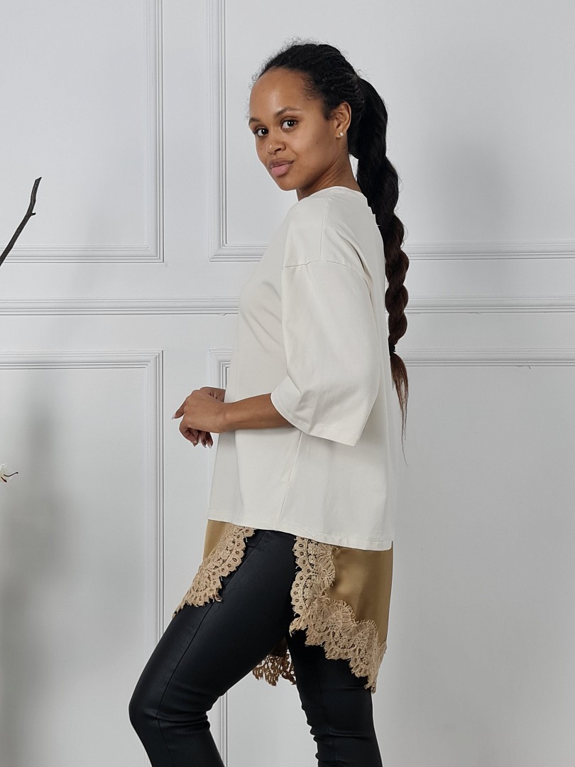 Туника MIHO'S с карамельной подкладкой кремовая, фотография №2