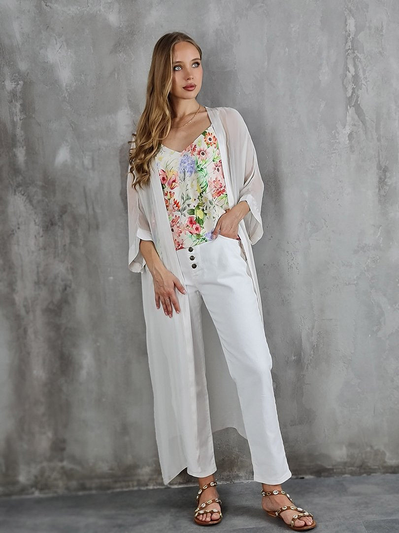 Накидка Pura Seta длинная шёлковая кремовая, фотография №1