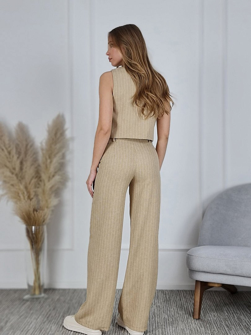 Костюм Joleen жилет и брюки в полоску карамель, фотография №4