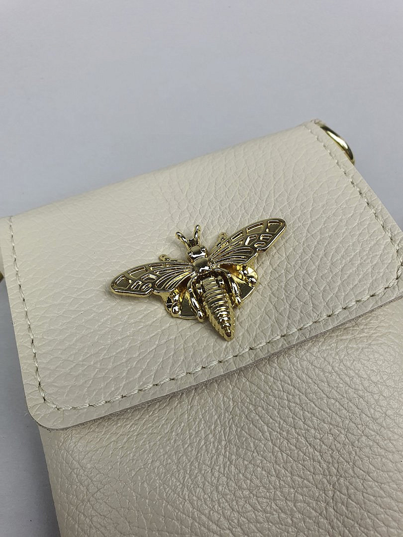 Клатч My Little Italy с золотой застёжкой "Мотылёк" светло-бежевый, фотография №3