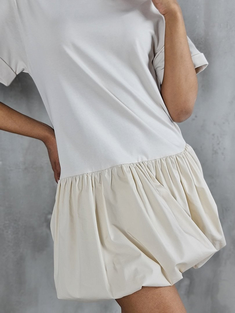 Платье Imperial с хлопковой юбкой кремовое, фотография №3