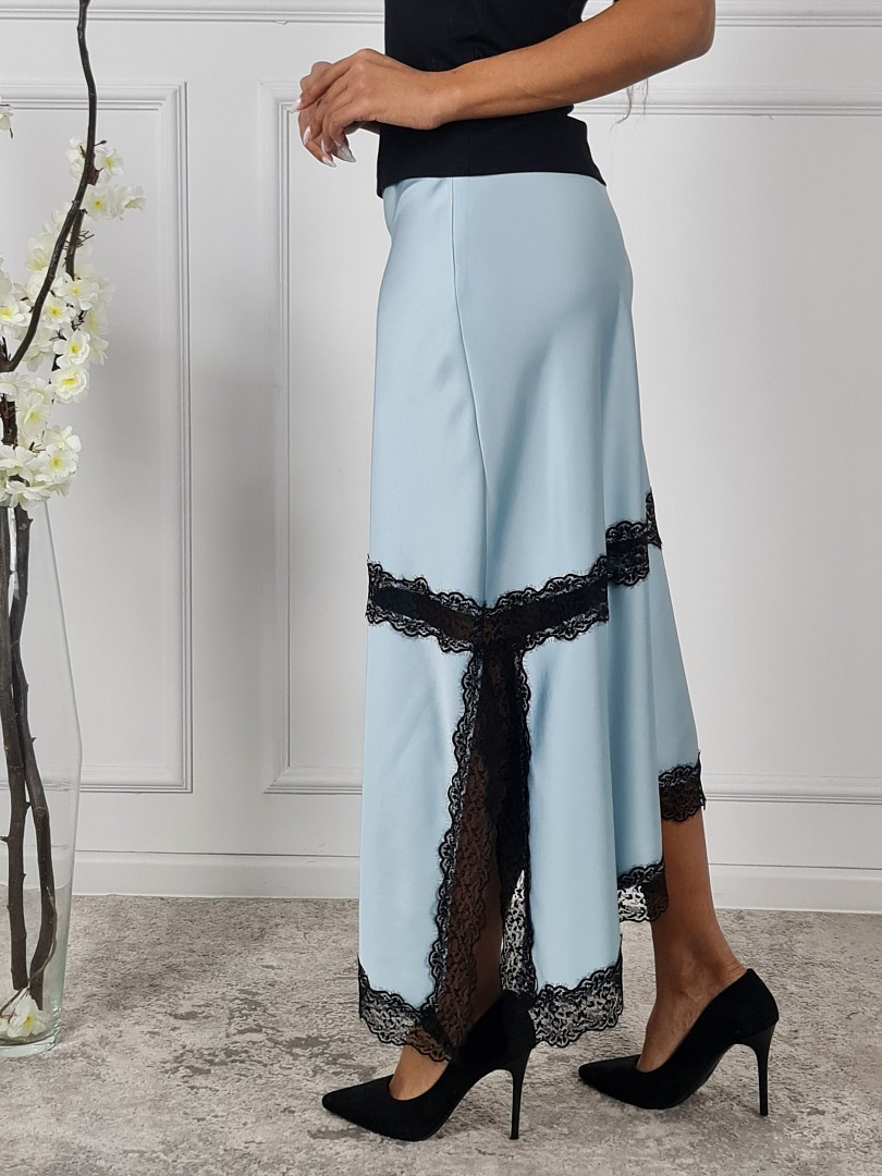 Юбка Imperial с черным кружевом голубая, фотография №4