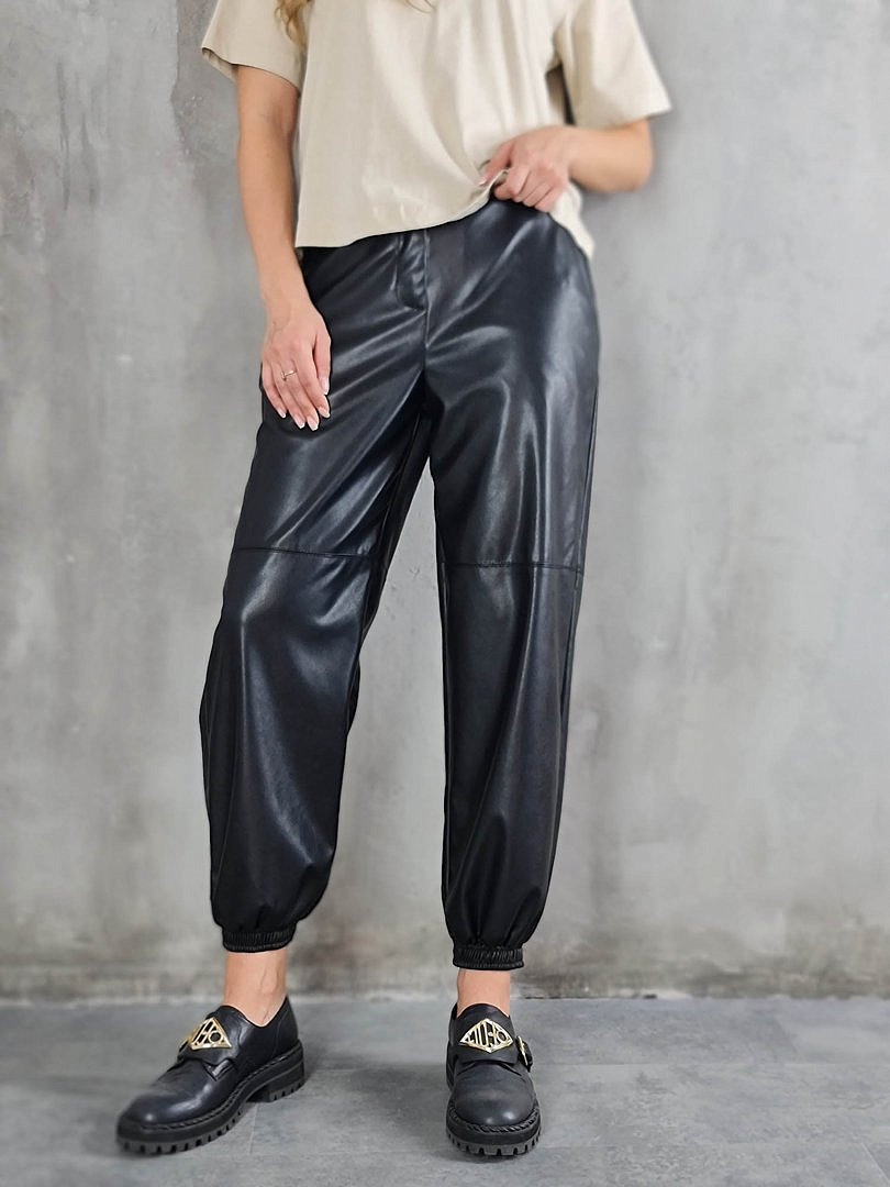 Брюки-джоггеры Imperial экокожа чёрные, фотография №3