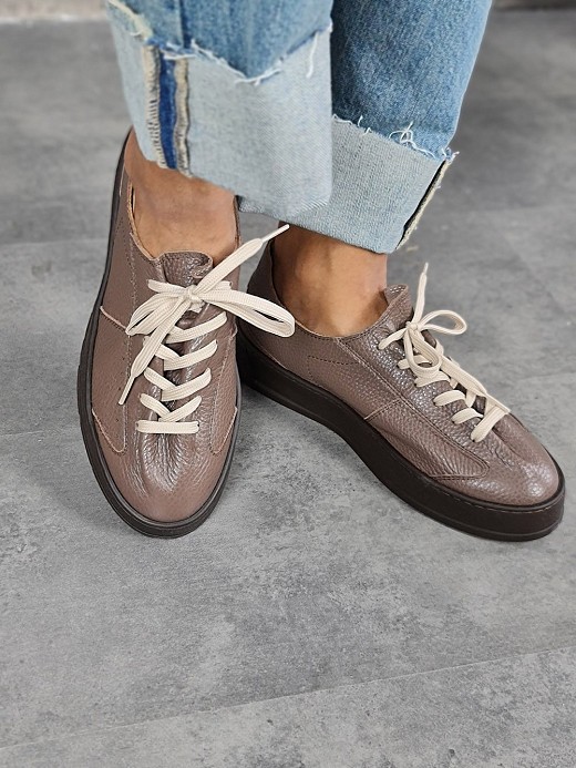 Кеды L'Estrosa зернистая кожа шоколад