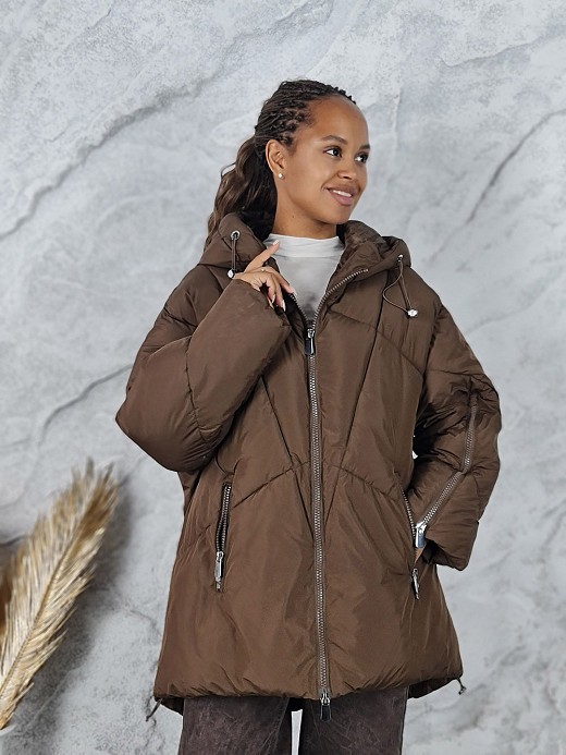 Куртка Please с капюшоном шоколад