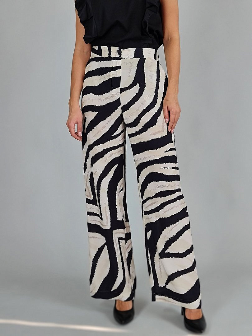 Брюки Imperial с принтом "Зебра" молочные, фотография №1