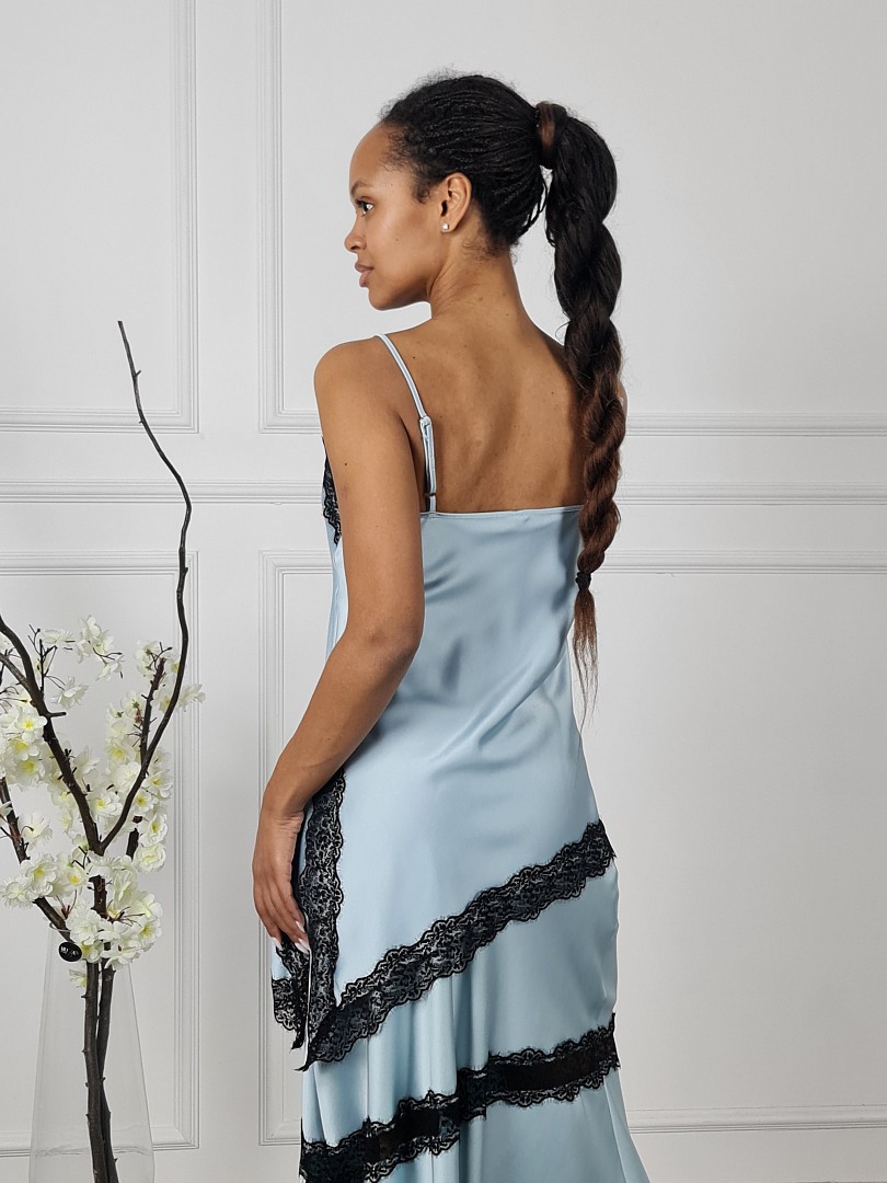 Топ Imperial с черным кружевом голубой, фотография №3