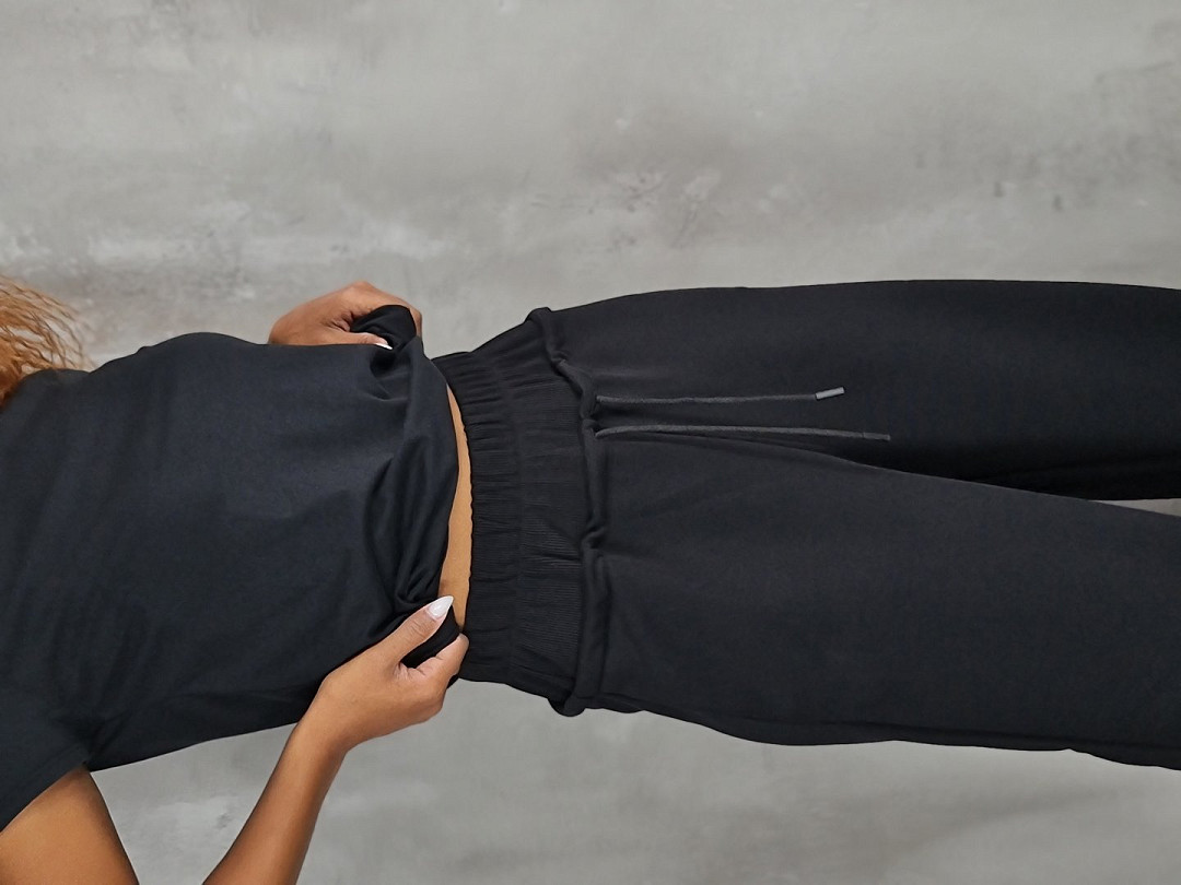 Брюки Imperial на высокой резинке на шнурках черные, фотография №4