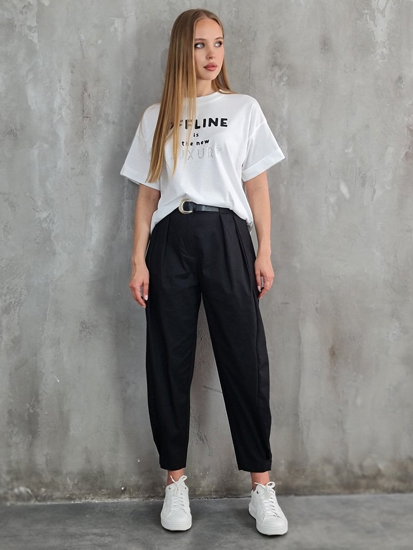 Брюки Imperial с ремнем бананы черные , фотография №2