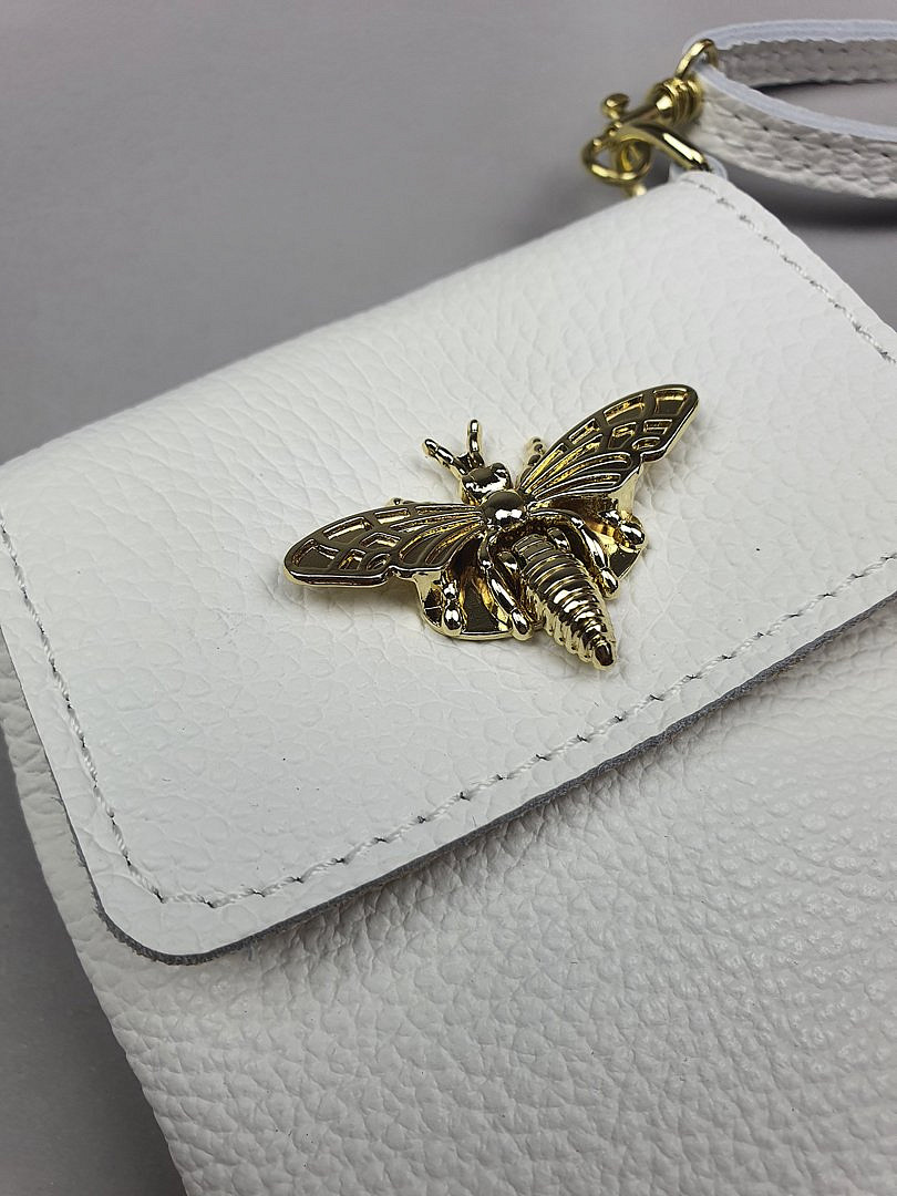 Клатч My Little Italy с золотой застёжкой "Мотылёк" белый, фотография №5