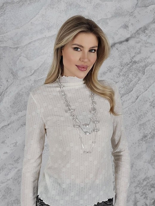 Ожерелье с белыми жемчужинами серебро