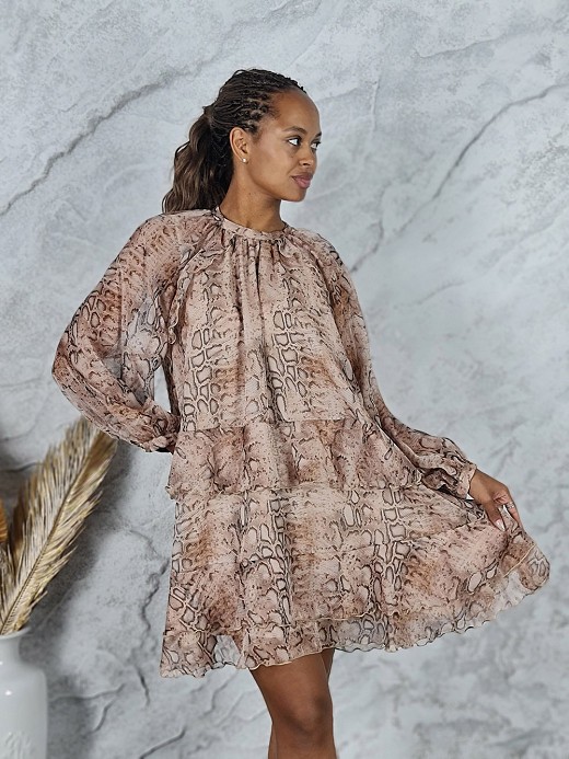 Платье Imperial змеиный принт бежевое