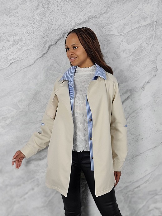 Тренч укороченный Monte Cervino с имитацией рубашки кремовое