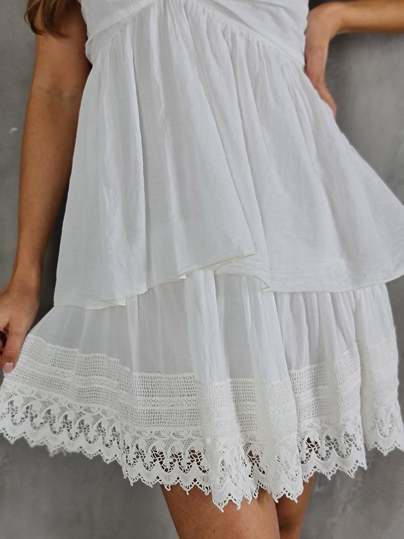 Платье Vicolo с ажурной вставкой на подоле молочное (белое), фотография №3