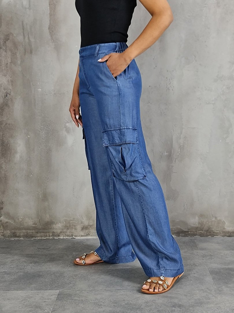 Брюки Imperial с накладными карманами синие, фотография №4