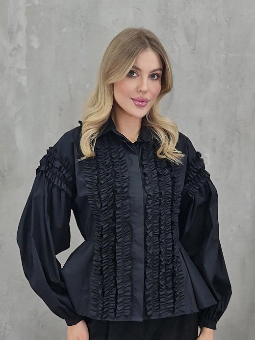 Рубашка Souvenir с рюшами черная