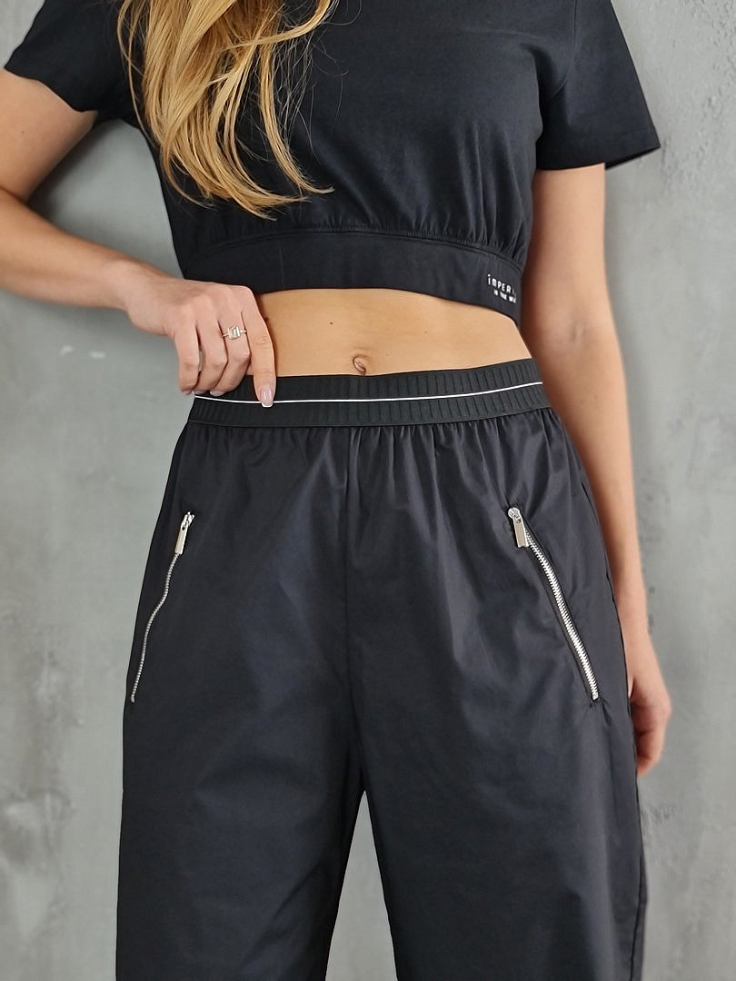 Брюки-джоггеры Imperial спортивные с эластичным поясом чёрные, фотография №4