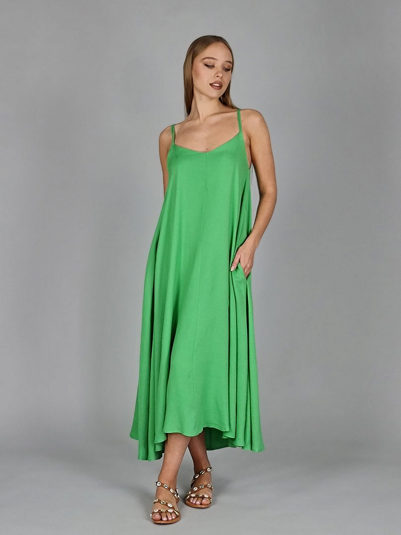 Платье Imperial длинное на лямках зелёное, фотография №1