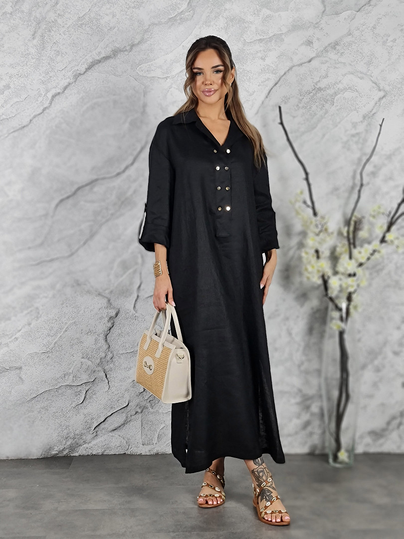 Платье CLOTHÉ с золотыми пуговицами черное, фотография №3