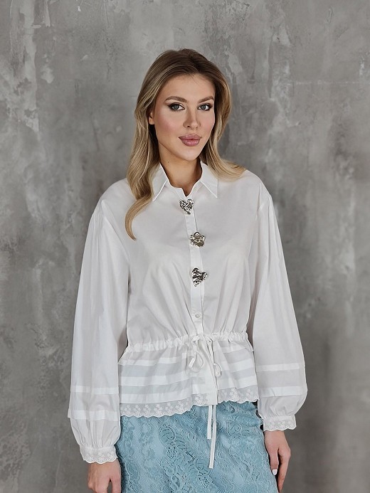 Рубашка LIVAN'S с золотыми сердечками на пуговицах белая