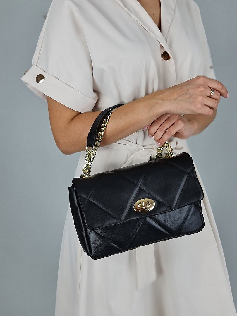 Сумка My Little Italy стёганая с ремешком-цепью чёрная, фотография №2