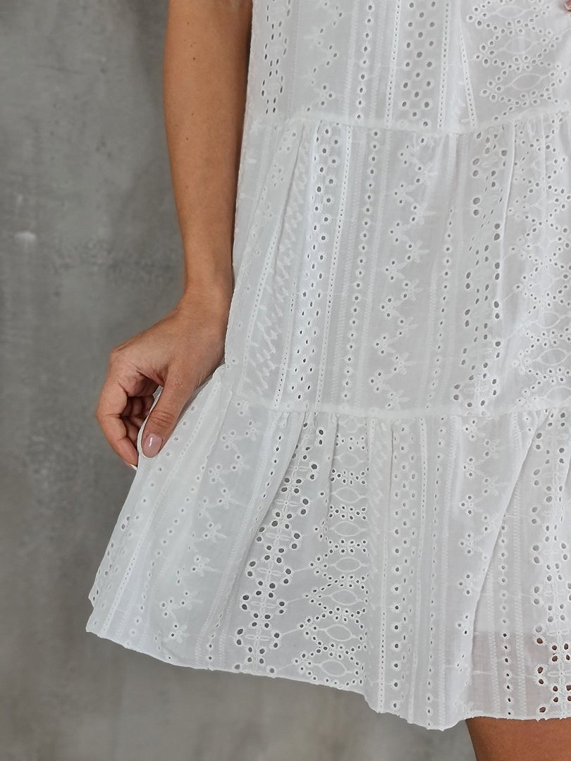 Платье Marci ажурное с нашивками на плечах белое, фотография №6