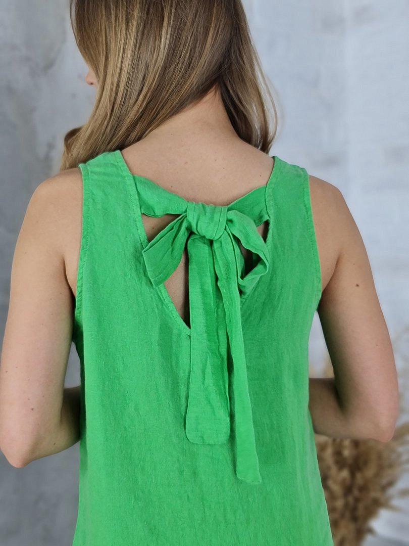 Сарафан Pure Linen льняной с бантом на спине зелёный, фотография №3