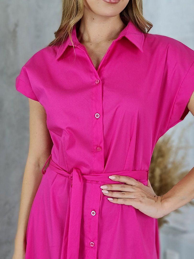 Платье My Little Italy на пуговицах с поясом фуксия , фотография №3