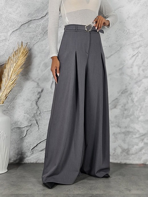 Брюки imperial ремень с золотой бляшкой серые