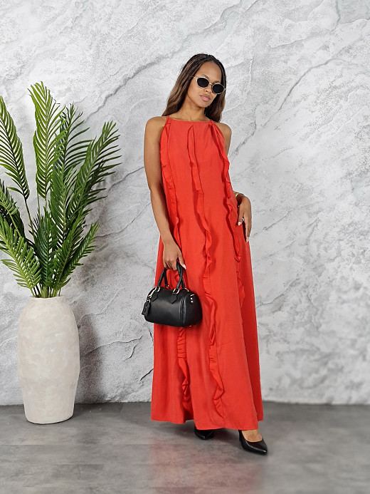 Платье CLOTHÉ на тонких лямках красное